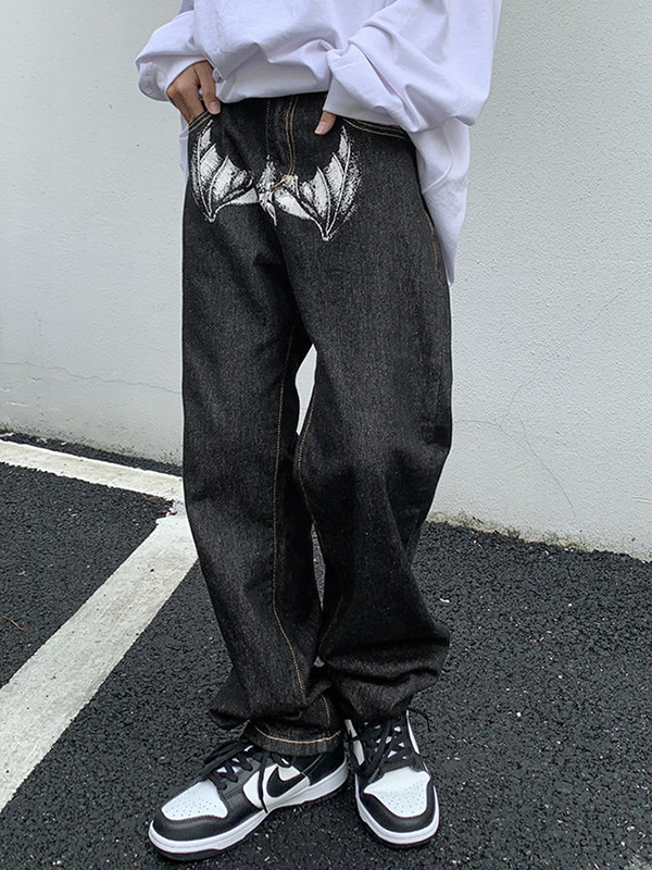 Men's Portrait Print Jeans-2