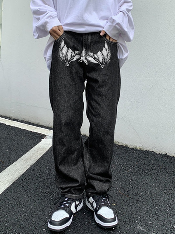 Men's Portrait Print Jeans-1