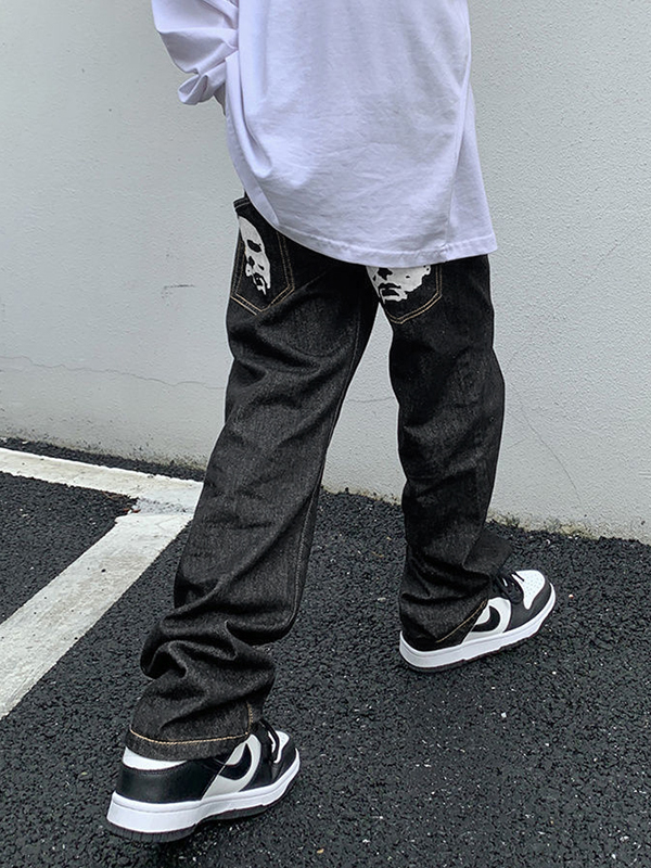 Men's Portrait Print Jeans-3