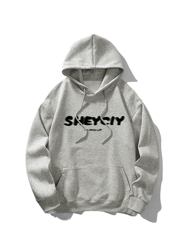 Men's Blurred Letter Print Oversized Hoodie-1