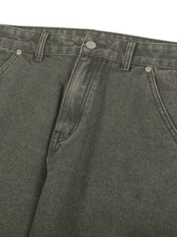 Men's Green Wash Multi Pocket Ruched Cargo Jeans-7