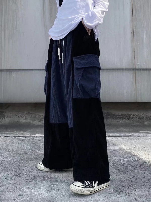 Men's Corduroy Splice Big Pocket Cargo Pants-3