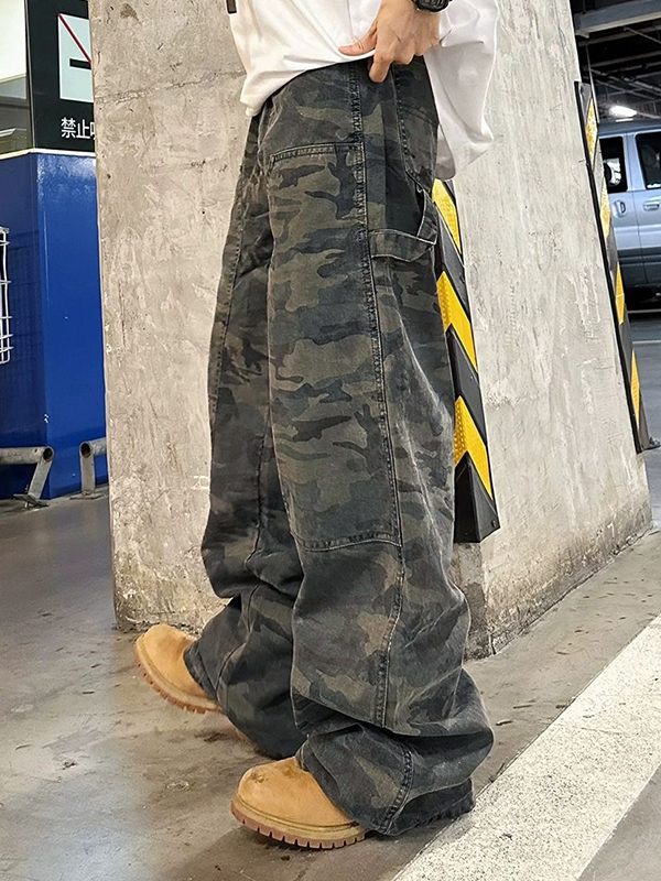 Men's Camo Print Loose Jeans-3