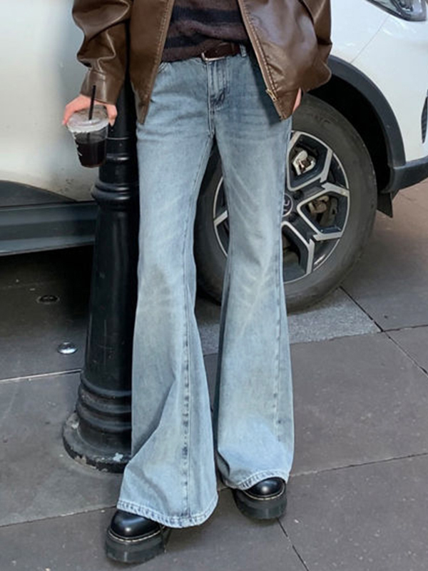 Light Washed High Rise Flare Jeans-1