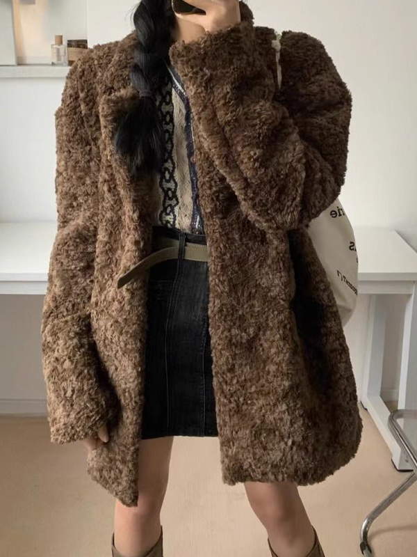 Vintage Brown Faux Fur Jacket-3