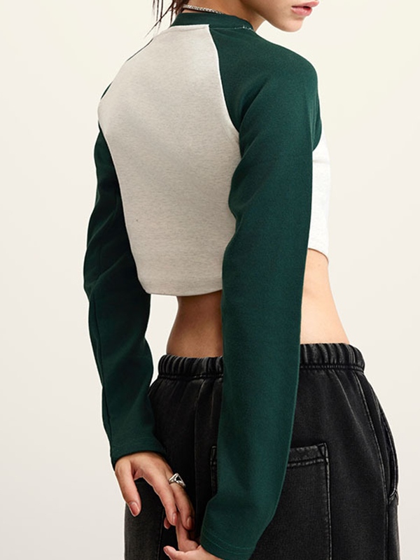Retro Raglan Crop Long Sleeve Tee-2