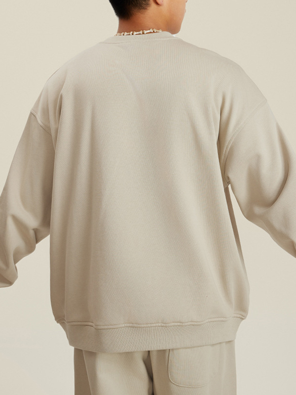 Men's Solid Color Crew Neck Sweatshirt-2