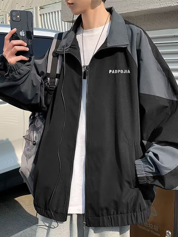 Men's Contrast Zip Up Jacket-1