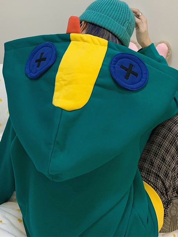 Men's Color Block Splice Patch Decor Oversized Hoodie-1