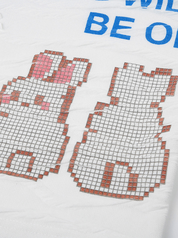 Textured Letter Cartoon Print Bandeau Top-6