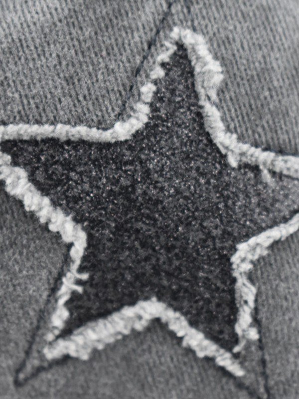 Distressed Wash Sequin Star Baseball Cap-4