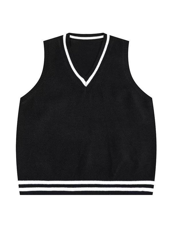 Men's V Neck Striped Sweater Vest-1