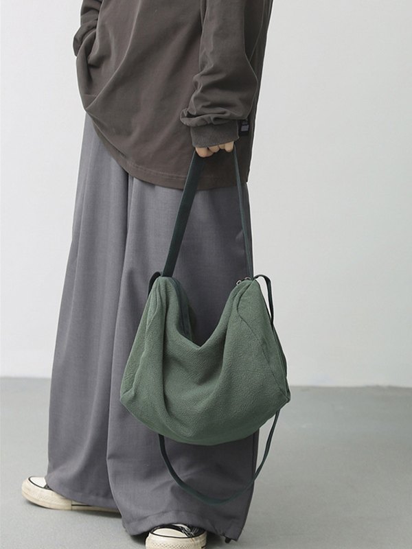 Solid Color Large Crossbody Bag-1