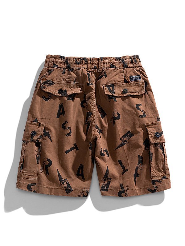 Men's Printed Loose Cargo Shorts-1