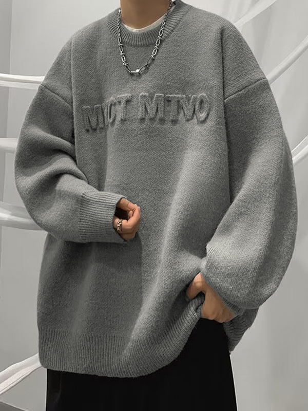 Men's Three Dimensional Letter Jacquard Sweater-3