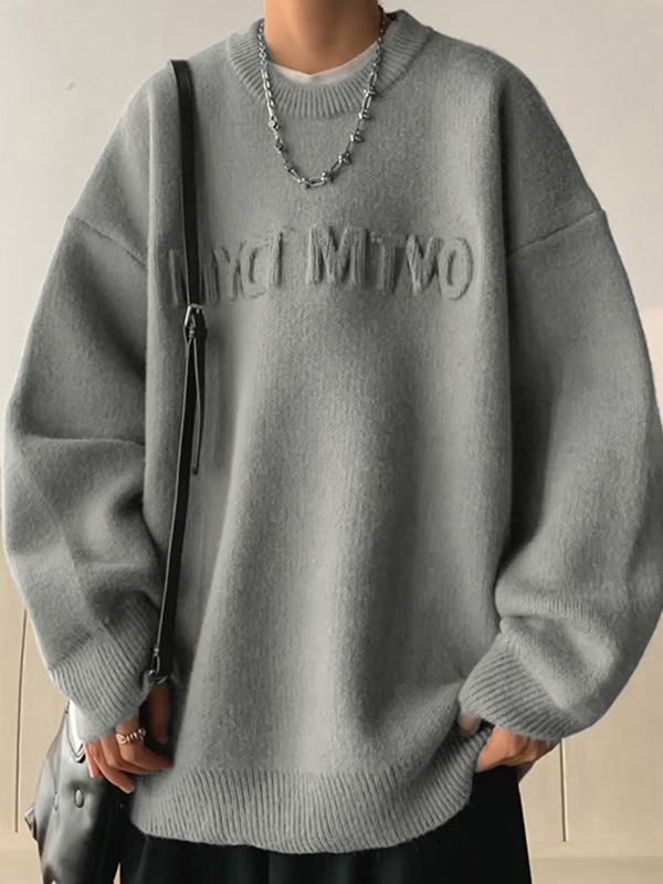 Men's Three Dimensional Letter Jacquard Sweater-1