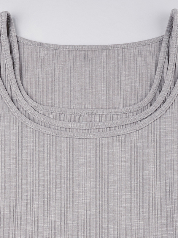 Rib Cold Shoulder Two Piece Long Sleeve Knit-5