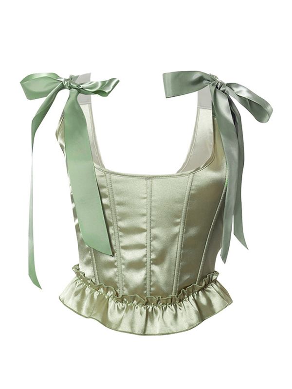 Satin Tie Up Square Neck Corset Top-4